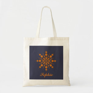 Personalized Decorative Christmas Orange Snowflake Tote Bag