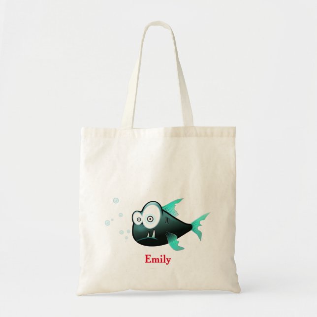 Personalized Decorative Fish Funny Swimming Bubles Tote Bag (Front)