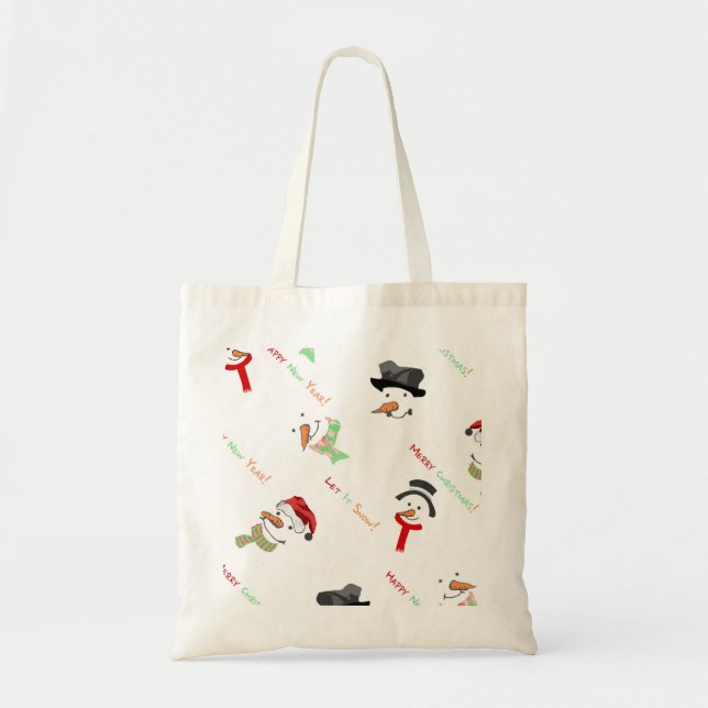 Personalized Decorative Funny Christmas Snowman Tote Bag (Front)
