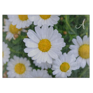 Personalized Decorative Glass Cutting Board Daisy