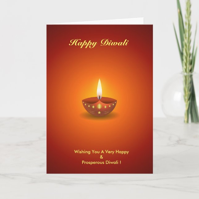 Personalized Decorative Glowing Diwali Lamp Card (Front)