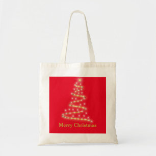 Personalized Decorative Golden Christmas Tree Gift Tote Bag