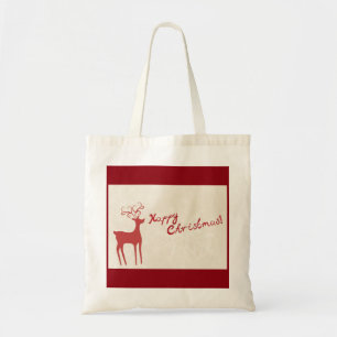 Personalized Decorative Merry Christmas Reindeer Tote Bag