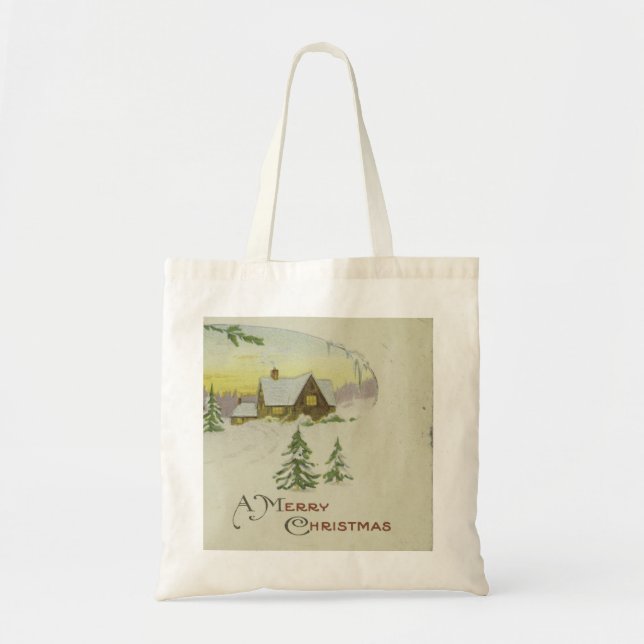 Personalized Decorative Merry Christmas Swirl Tote Bag (Front)