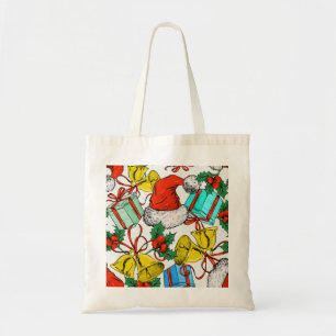 Personalized Decorative Merry Christmas Swirl Tote Bag
