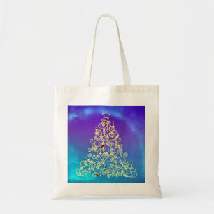 Personalized Decorative Merry Christmas Swirl Tote Bag
