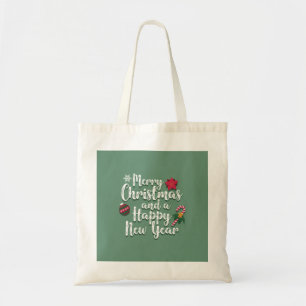 Personalized Decorative Merry Christmas Swirl Tote Bag