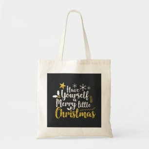 Personalized Decorative Merry Christmas Swirl Tote Bag