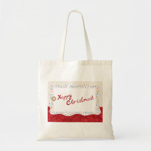 Personalized Decorative Merry Christmas Swirl Tote Bag