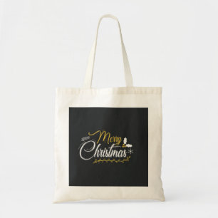 Personalized Decorative Merry Christmas Swirl Tote Bag