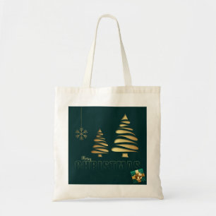 Personalized Decorative Merry Christmas Swirl Tote Bag