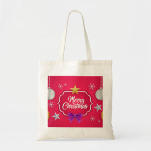 Personalized Decorative Merry Christmas Swirl Tote Bag