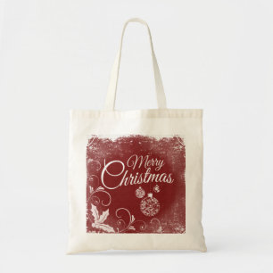 Personalized Decorative Merry Christmas Swirl Tote Bag