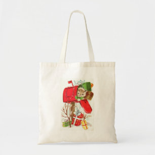 Personalized Decorative Merry Christmas Swirl Tote Bag