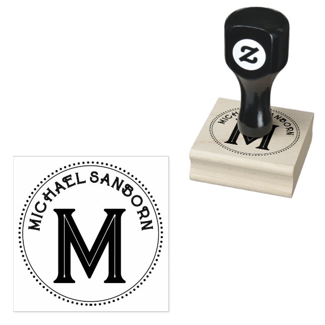 Personalized Decorative Name Initial Rubber Stamp (Stamped)