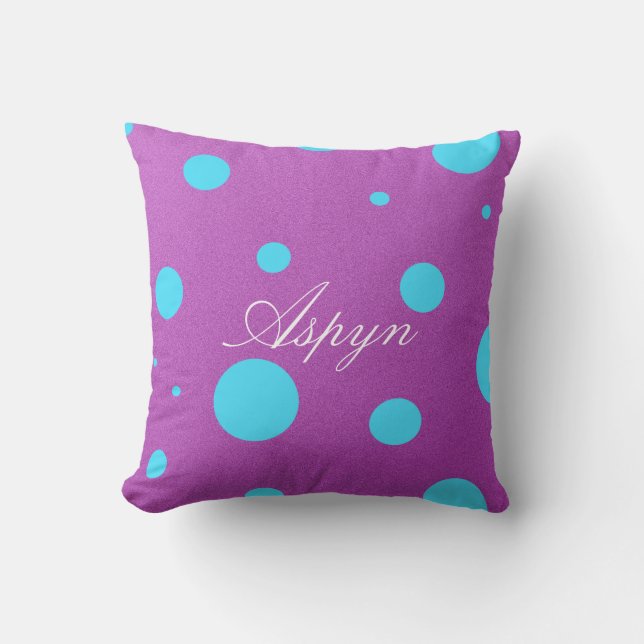 Personalized Decorative Polka Dot Pillow (Front)