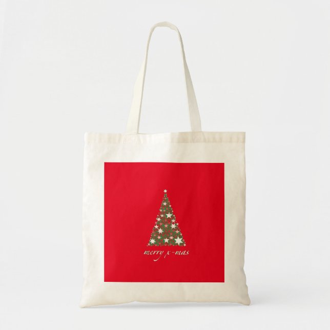 Personalized Decorative Santa Tree Christmas Gift Tote Bag (Front)