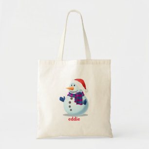 Personalized Decorative Snowman Santa Christmas Tote Bag