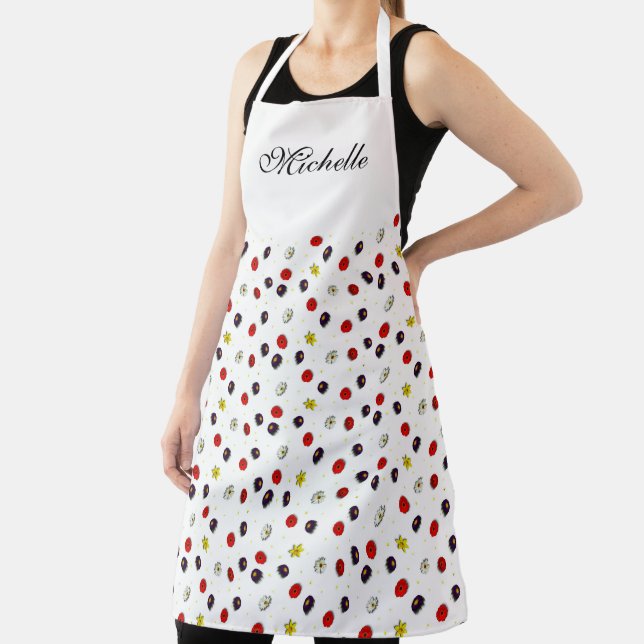 Personalized decorative spring flowers white apron (Insitu)