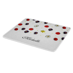 Personalized decorative spring flowers white cutting board