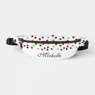 Personalized decorative spring flowers white fanny pack