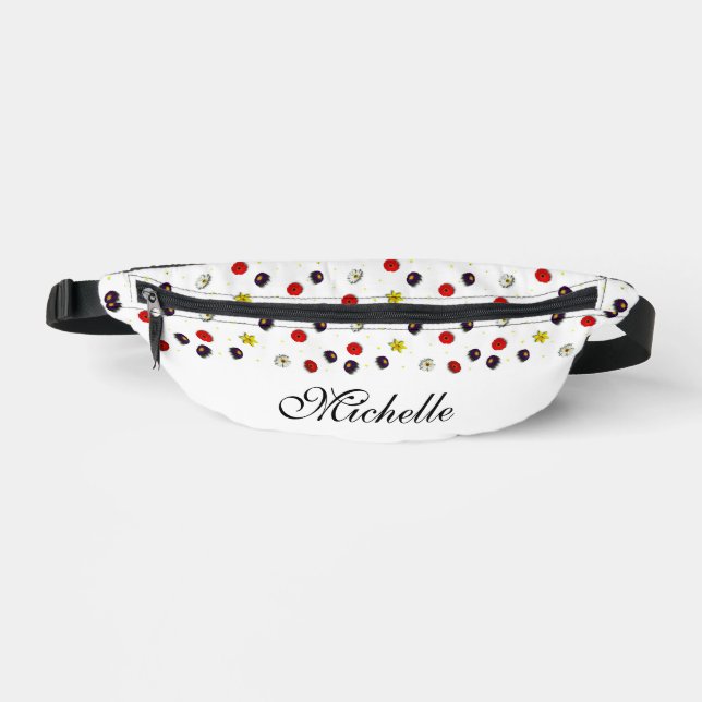 Personalized decorative spring flowers white fanny pack (Front)