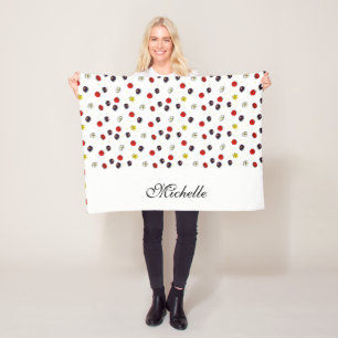 Personalized decorative spring flowers white fleece blanket