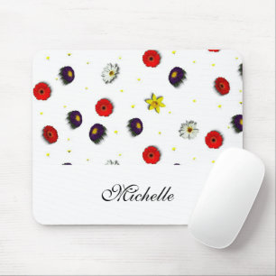 Personalized decorative spring flowers white mouse pad