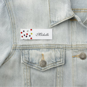 Personalized decorative spring flowers white name tag