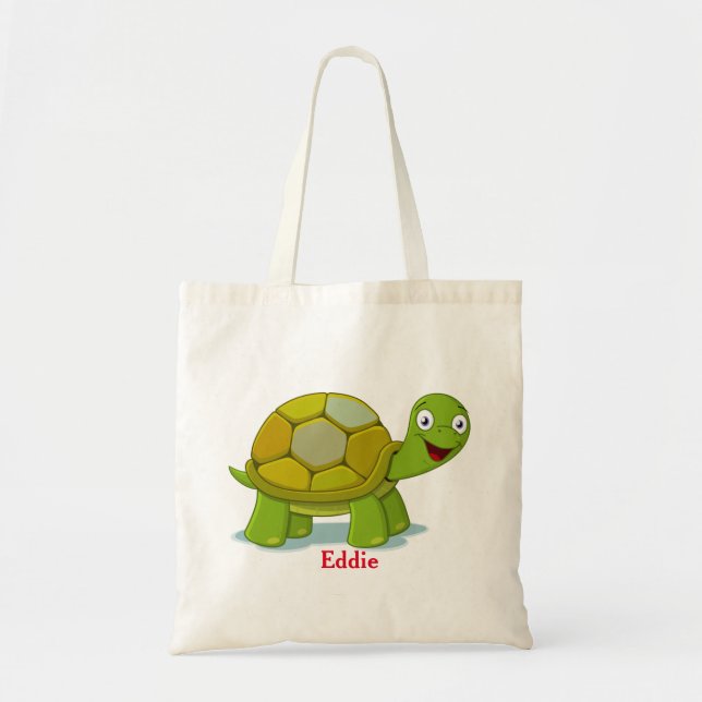 Personalized Decorative Turtle Funny Green Tote Bag (Front)