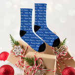 Personalized Deep Blue Name  Socks<br><div class="desc">Make these socks your own. Personalized it by using your own name and click the customize button and change the colour to what you want. Got roommates or children? They will never steal your socks again. Perfect for any occasion that you need a small gift: Fathers Day, Mothers Day, Christmas,...</div>