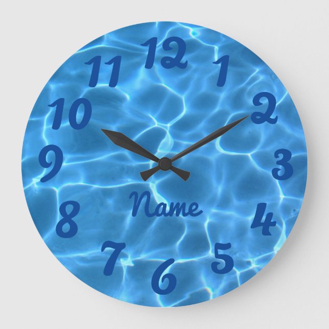 Personalized Deep Blue Numbered Photo Large Clock (Front)