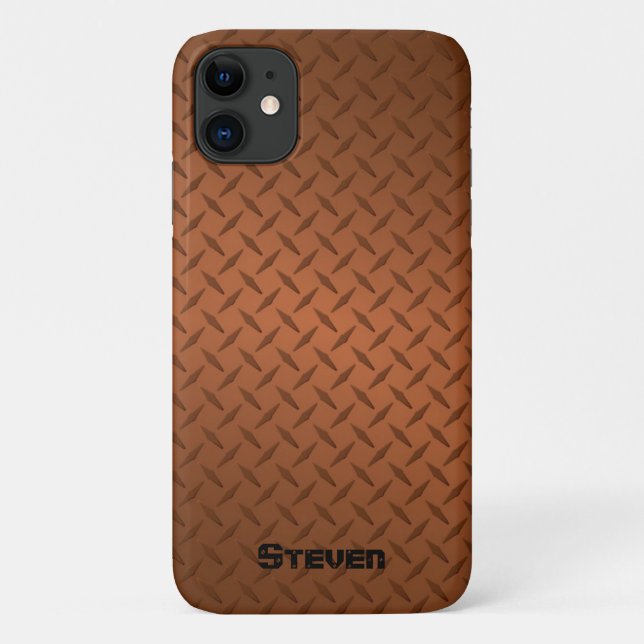 Personalized Deep Copper Diamond Plate Case-Mate iPhone Case (Back)