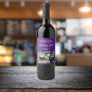 Personalized Deep Purple Wine Bottles Photo Label