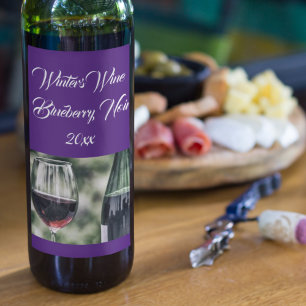 Personalized Deep Purple Wine Bottles Photo Wine Label