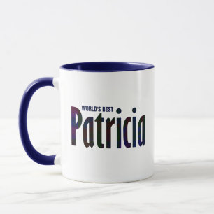Personalized Deep Red, Blue Plaid "Patricia" Name Mug