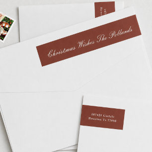 Personalized Deep Red Christmas Return Address Wrap Around Label