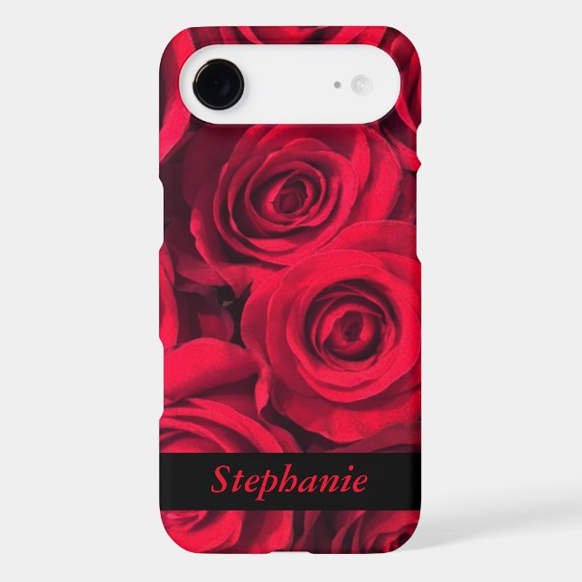 Personalized Deep Red Rose Blooms Case-Mate iPhone Case (Back)