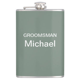 Personalized Deep Sage Green Hip Flask