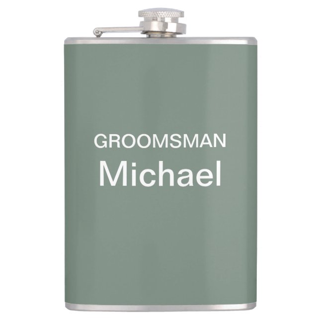 Personalized Deep Sage Green Hip Flask (Front)