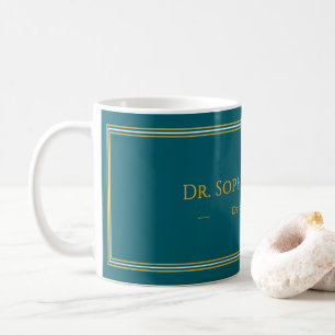 Personalized Deep Teal Gold Name Luxury Mug
