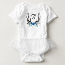 Personalized Deer Antler Baby Girl Tutu Bodysuit
