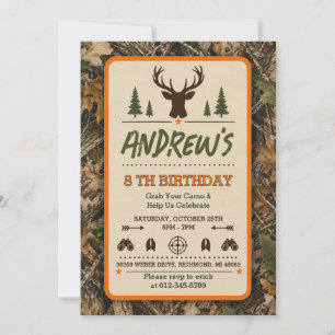 Personalized Deer Boy Hunting Birthday Invitation