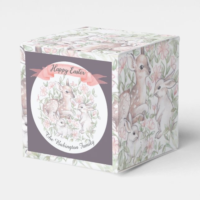 Personalized Deer Bunny Easter Favor Box (Front Side)