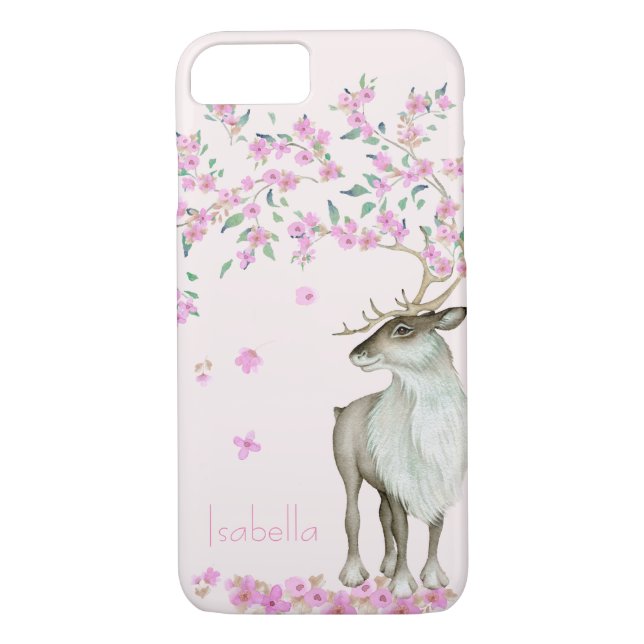 Personalized Deer Cherry Blossom Spring Flower Case-Mate iPhone Case (Back)
