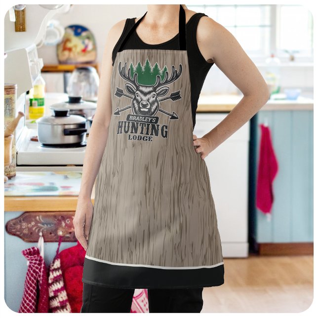 Personalized Deer Elk Hunter Bow Hunting Lodge Apron (Creator Uploaded)