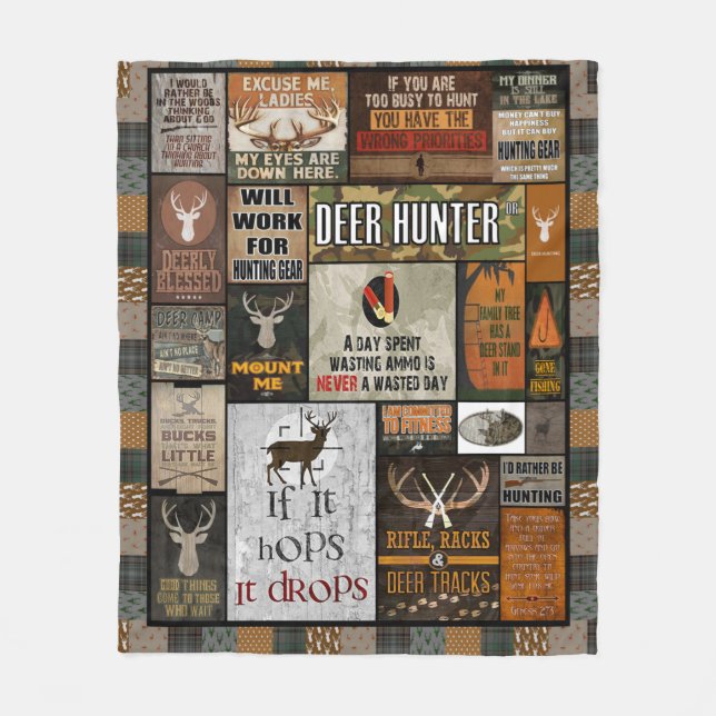 Personalized Deer Hunter Christmas Gift For Hunter Fleece Blanket (Front)