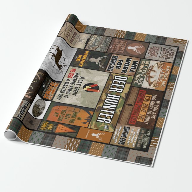 Personalized Deer Hunter Christmas Gift For Hunter Wrapping Paper (Unrolled)