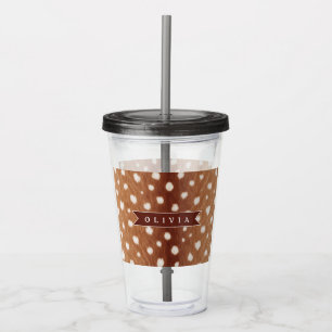 Personalized Deer Print Neutral Aesthetic Gifts Acrylic Tumbler