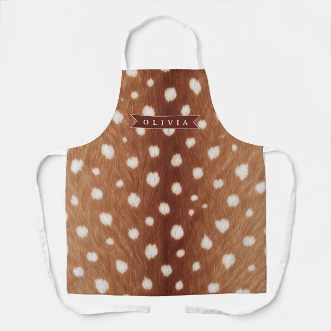 Personalized Deer Print Neutral Aesthetic Gifts Apron (Front)